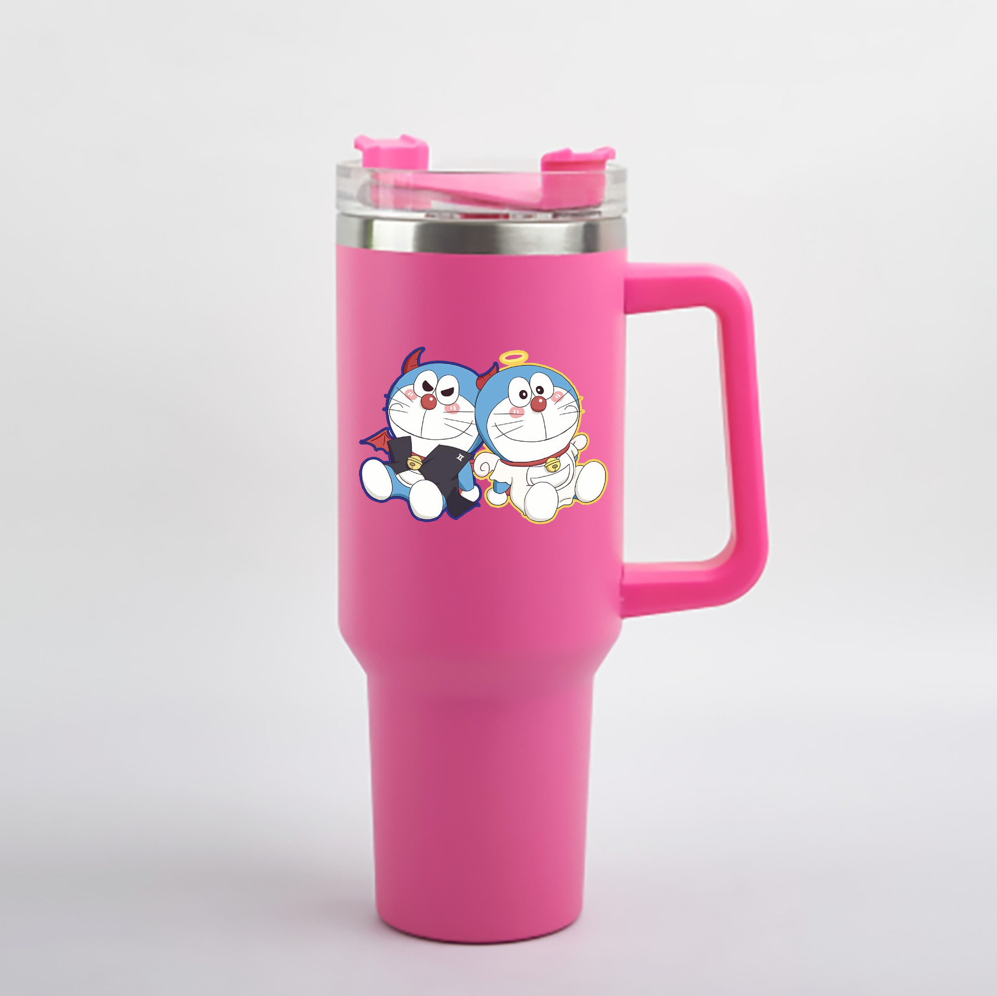 （画像用） ドラえもん Doraemon 1200mL車用タンブラー - クリスタルステッカー（プラスチックストロー付き）